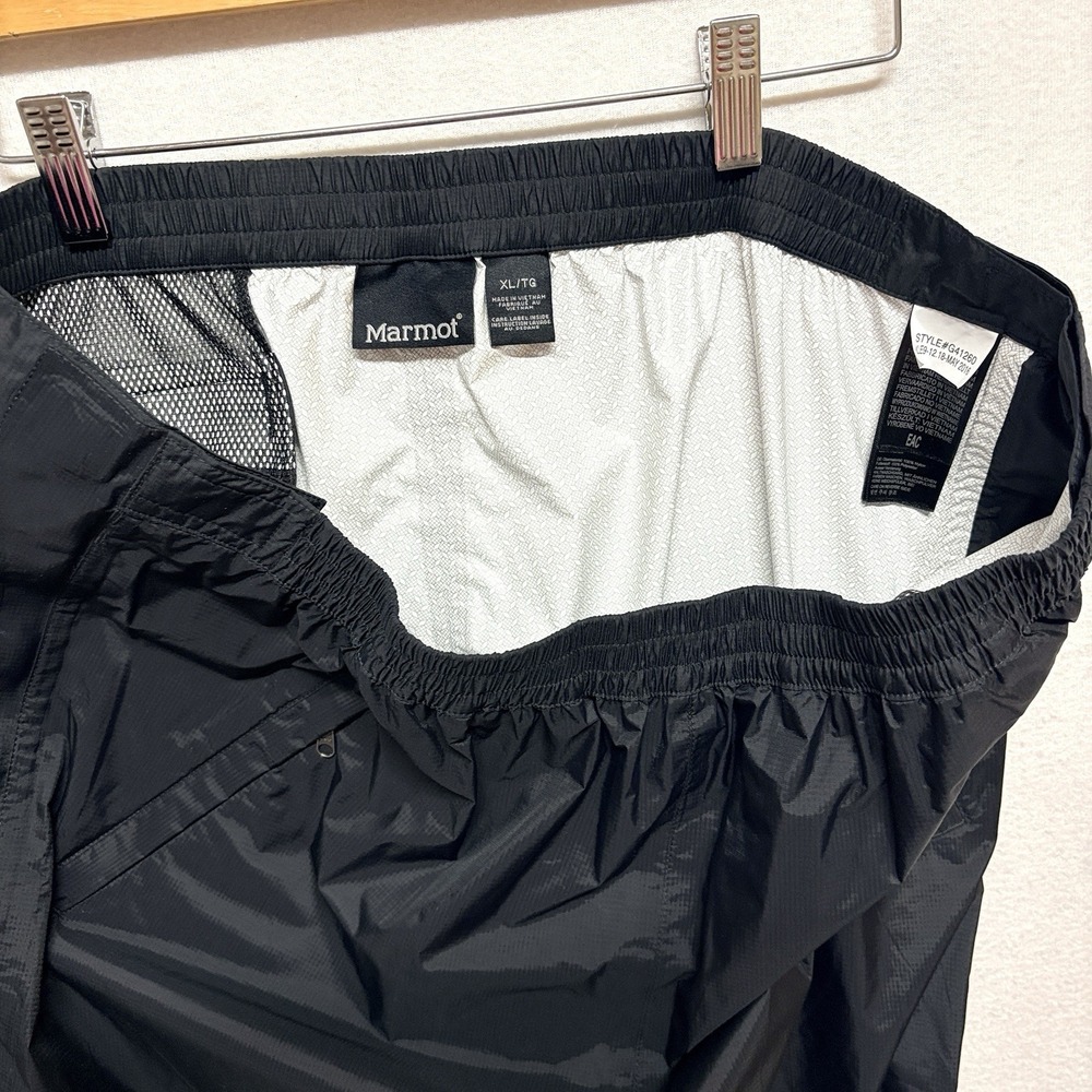 Marmot Precip Black Nylon Full Zip Gorpcore Rain Waterproof Hiking Pants Mens XL - Picture 11 of 15